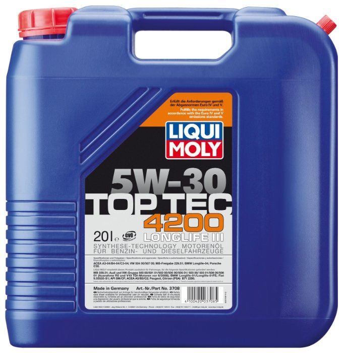 Моторное масло LIQUI MOLY Top Tec 4200 5W-30, 20 л Моторное масло LIQUI MOLY Top Tec 4200 5W-30, 20 л
