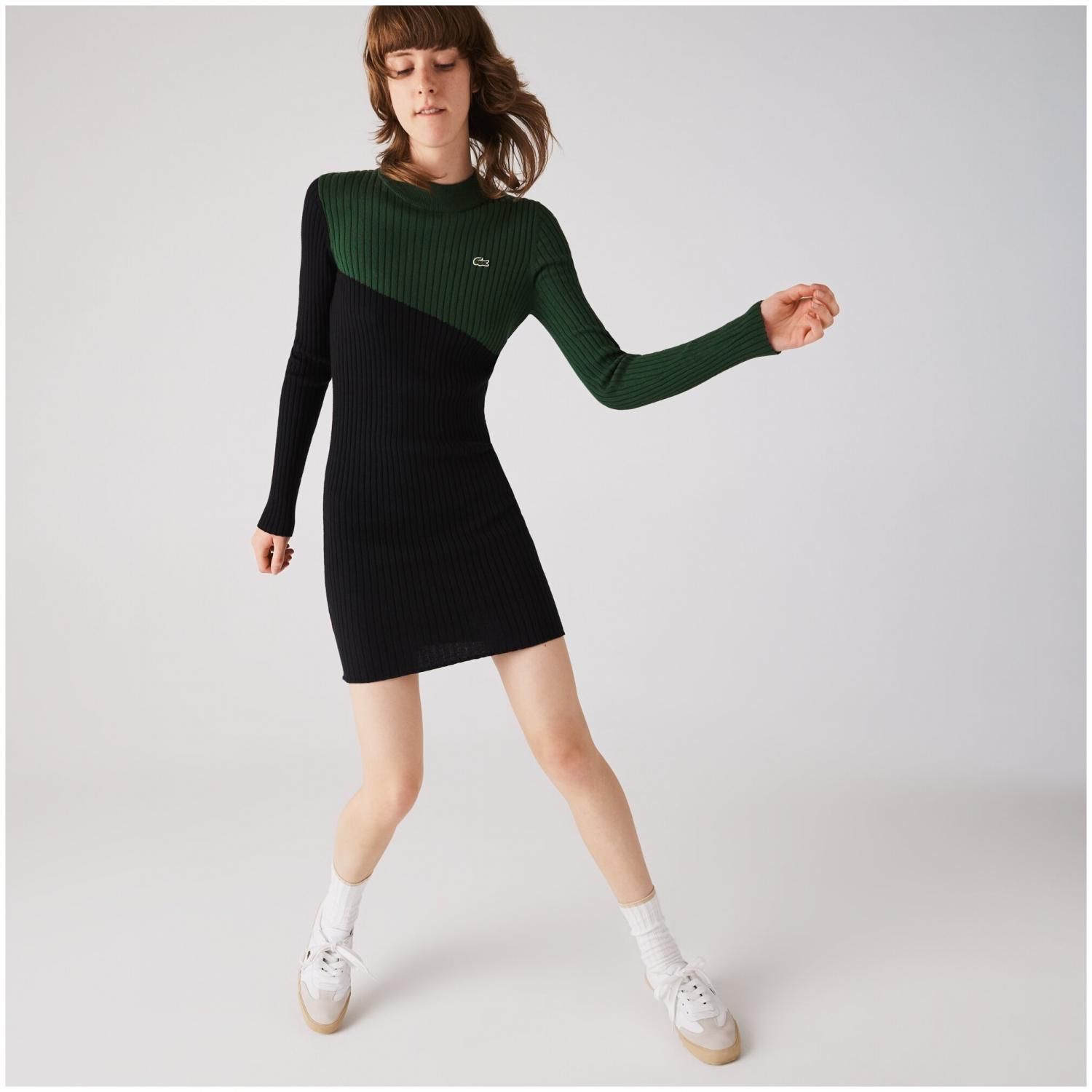 Платье LACOSTE. размер T36/TS, черный/зеленый Платье LACOSTE. размер T36/TS, черный/зеленый