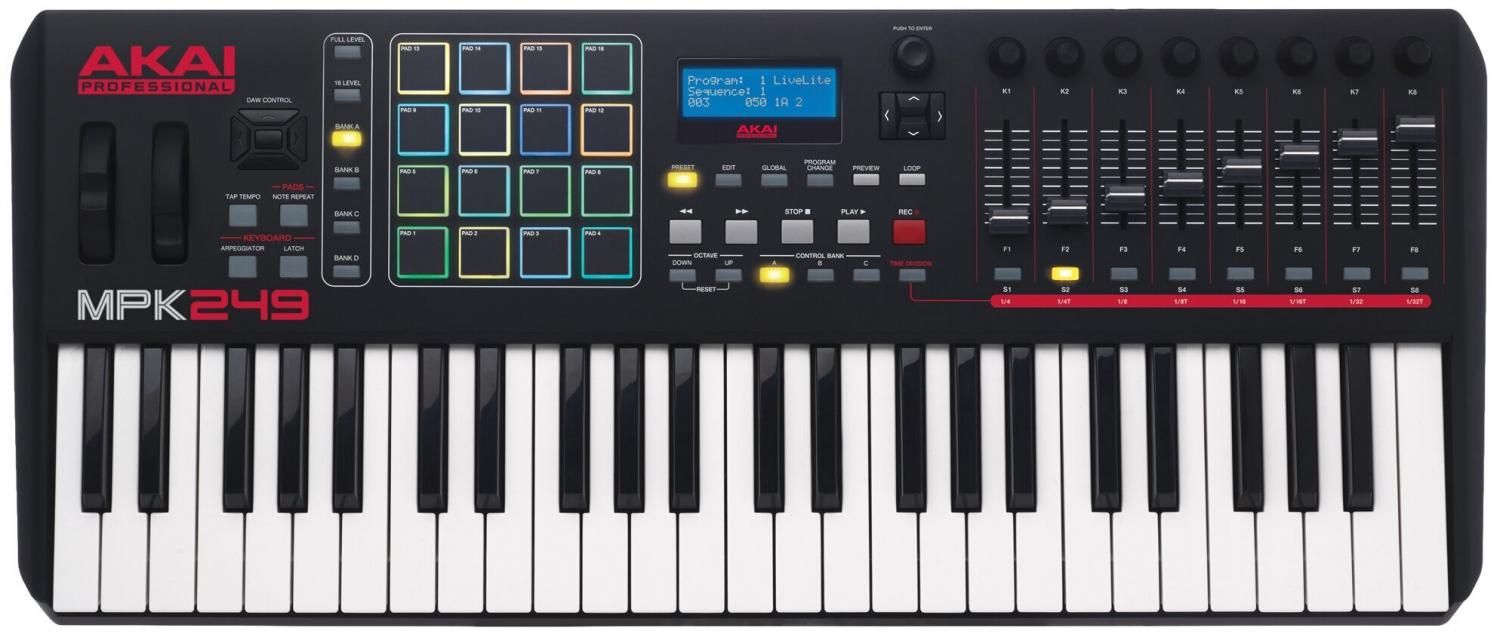 Музыкальная клавиатура. Akai mpk249 миди-клавиатуры. Akai mpk49 Pro. Миди клавиатура Akai MPK. Akai Keyboard MPK 49.