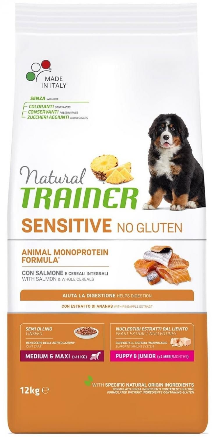 Сухой корм для щенков TRAINER Natural Sensitive No Gluten Puppy & Junior Medium & Maxi 12 кг (для средних и крупных пород) Сухой корм для щенков TRAINER Natural Sensitive No Gluten Puppy & Junior Medium & Maxi 12 кг (для средних и крупных пород)