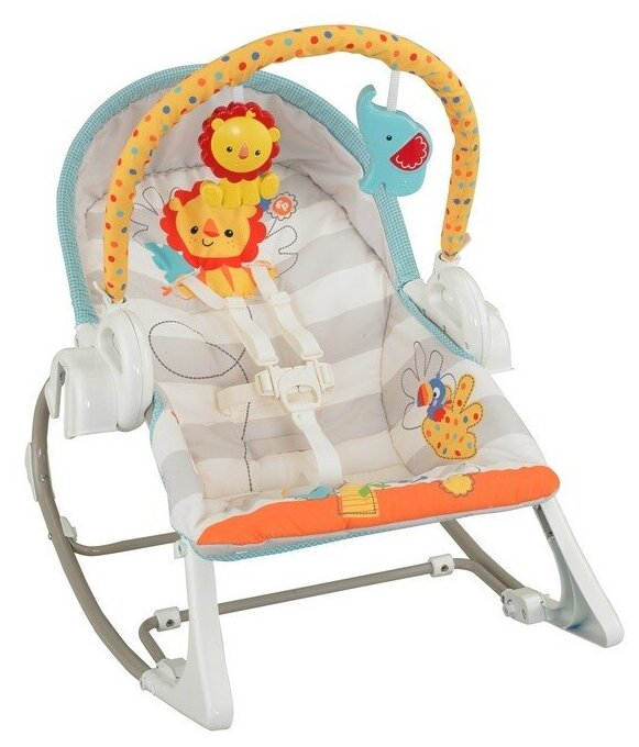 Качели Fisher-Price Слоненок и львенок (BFH07), белый/серый