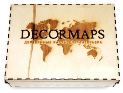 Панно Decormaps Деревянная карта мира, разноцветная 200х140 см