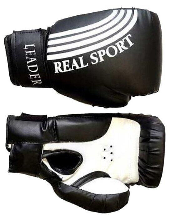Боксерские перчатки Realsport Leader черный 12 oz Боксерские перчатки Realsport Leader черный 12 oz