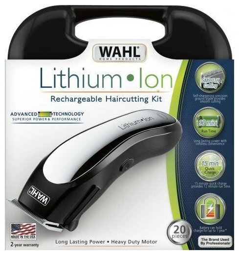 Машинка для стрижки Wahl Lithium Ion Clipper in Handle Case, 10 насадок, черный Машинка для стрижки Wahl Lithium Ion Clipper in Handle Case, 10 насадок, черный